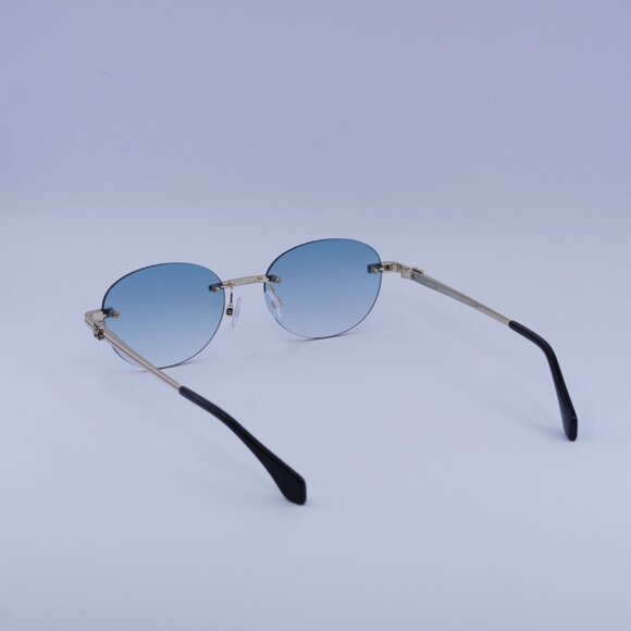 Palm Angels PERI10H CRYSTAL 7644 Sunglasses Gold Oval Frame, Blue Lenses - Picture 6 of 10